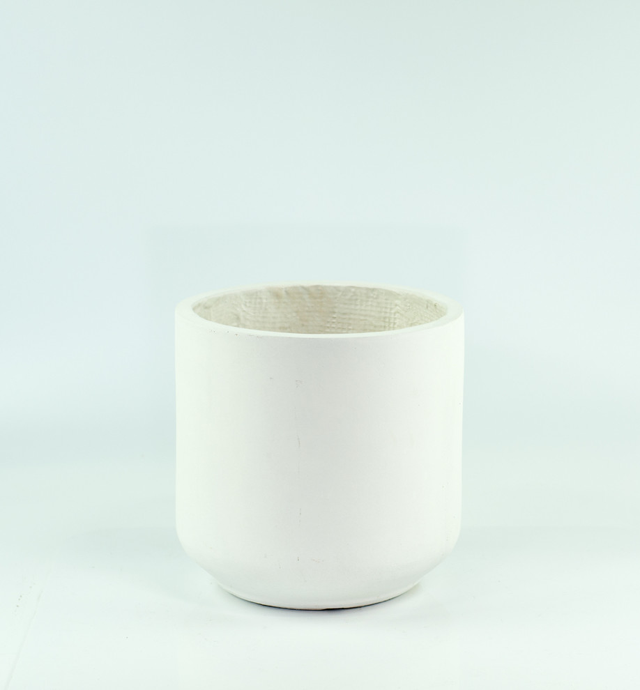 Mid Century Large Fiber Clay Pot Cylinder Planter White 10 quot  Contemporary   Outdoor Pots And Planters   by UPshining Home and Garden Products  Houzz