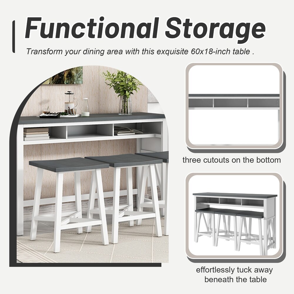 Farmhouse 4 Piece Dining Table Set 60\