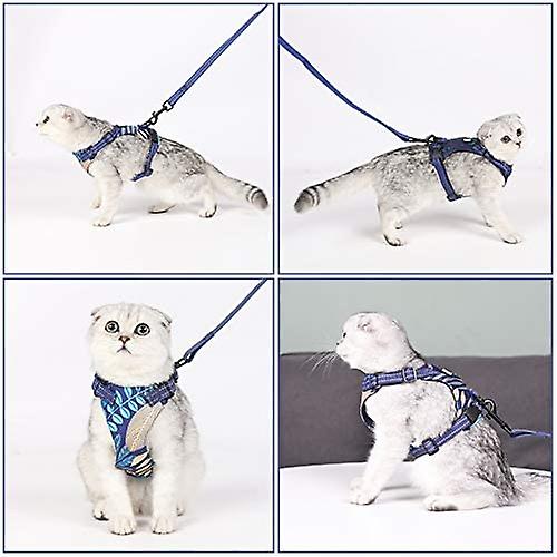 Cat Harness And Leash Set， Escape Proof Safe Kitten Vest Harness For Walking， Step In Adjustable Soft Breathable Mesh Harness With Reflective Strip， S