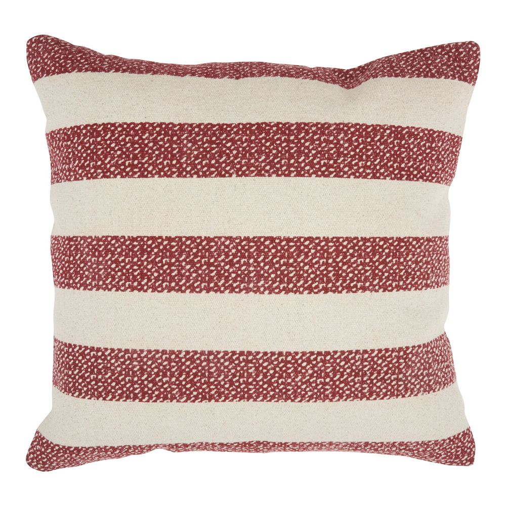 Mina Victory Life Styles Printed Stripes Red Throw Pillow