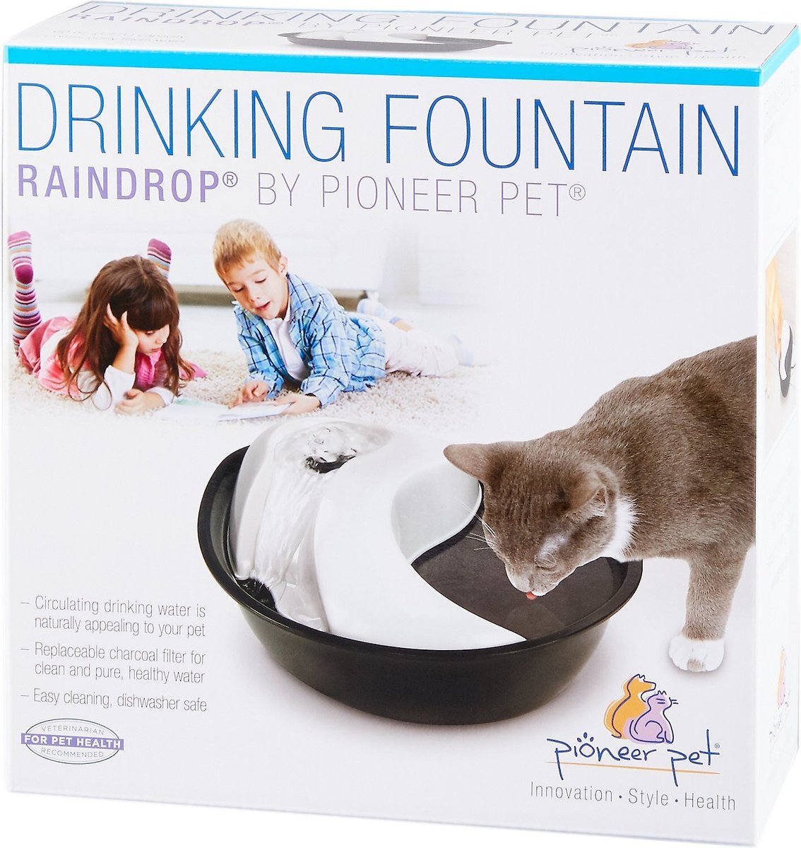 Pioneer Pet Plastic Dog and Cat Fountain Raindrop Design， 60-oz