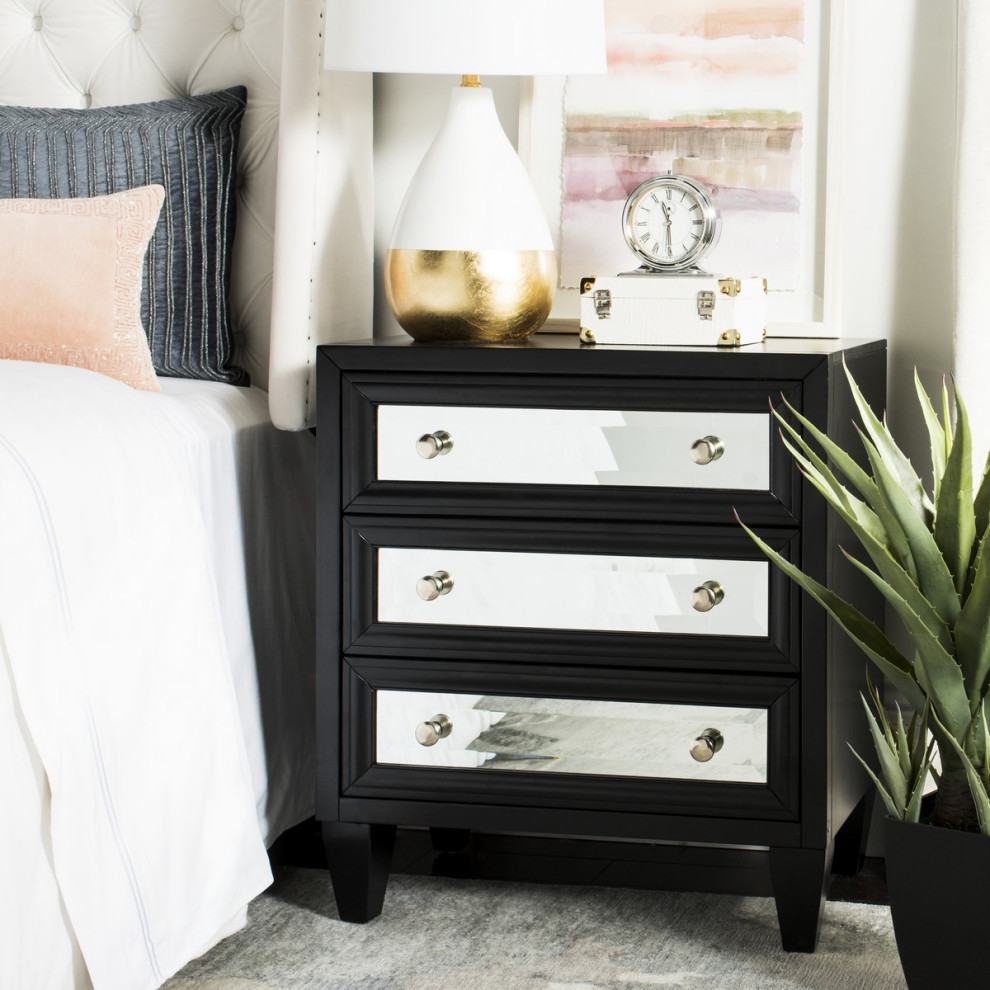 Lauren 3 Drawer Chest Black   Transitional   Accent Chests And Cabinets   by Peachtree Fine Furniture  Houzz