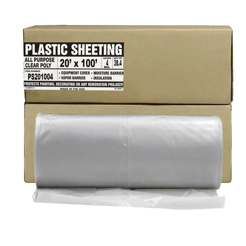 Aluf Plastics 4 mil 20 ft. x 100 ft. Clear All Purpose Poly Sheeting Extra Strong PS201004