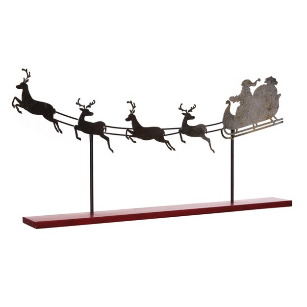 Transpac Metal 23 5 In Gray Christmas Santa And Sleigh Flying Decor