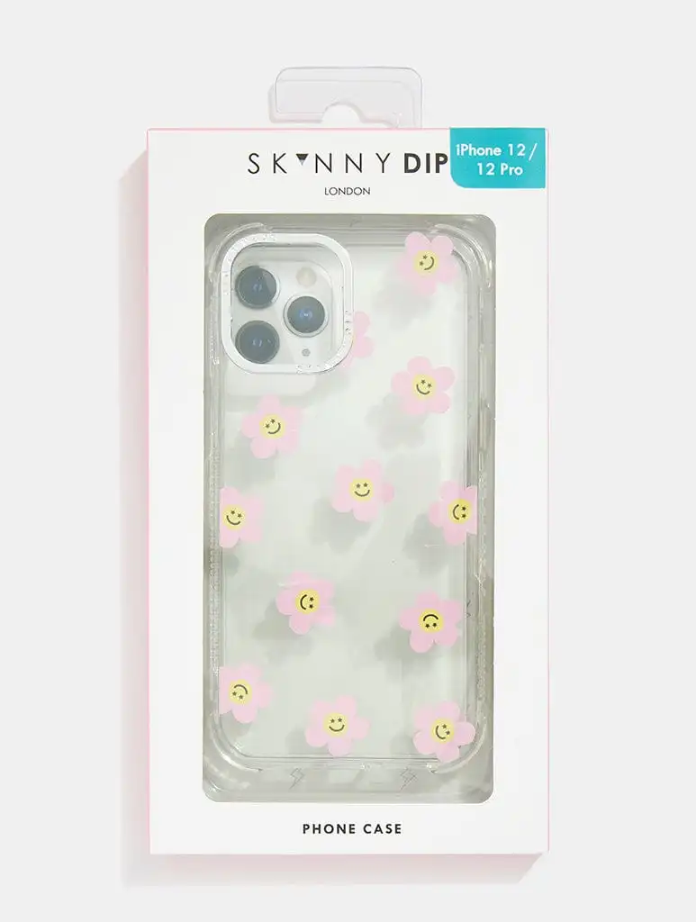 Pink Flower Happy Face Shock iPhone Case
