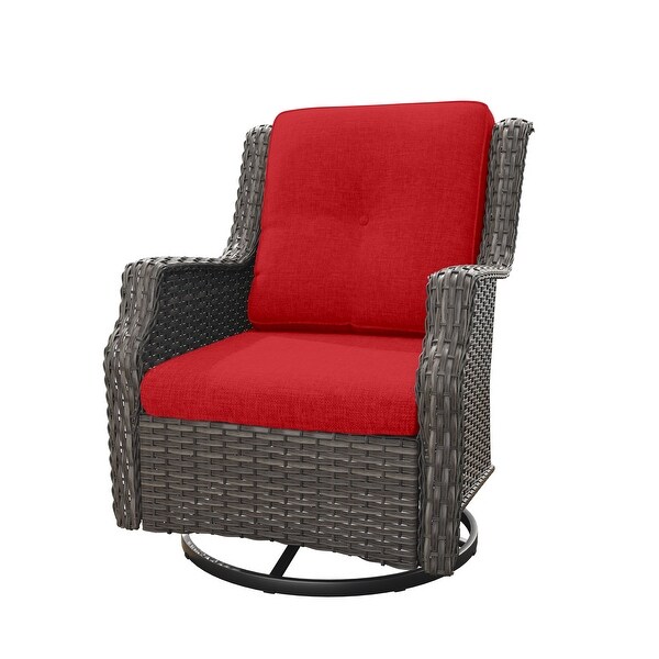 Cozywor Wicker Patio Outdoor Lounge Chair Swivel Rocking Chair (Set of 1)