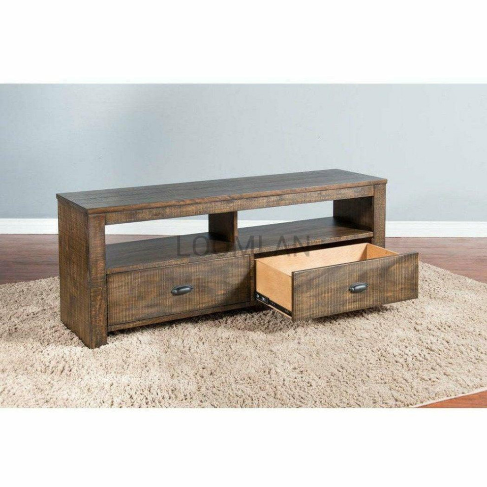 64 quotWood TV Stand Media Console With Drawers Storage Cabinet   Rustic   Entertainment Centers And Tv Stands   by Sideboards and Things  Houzz