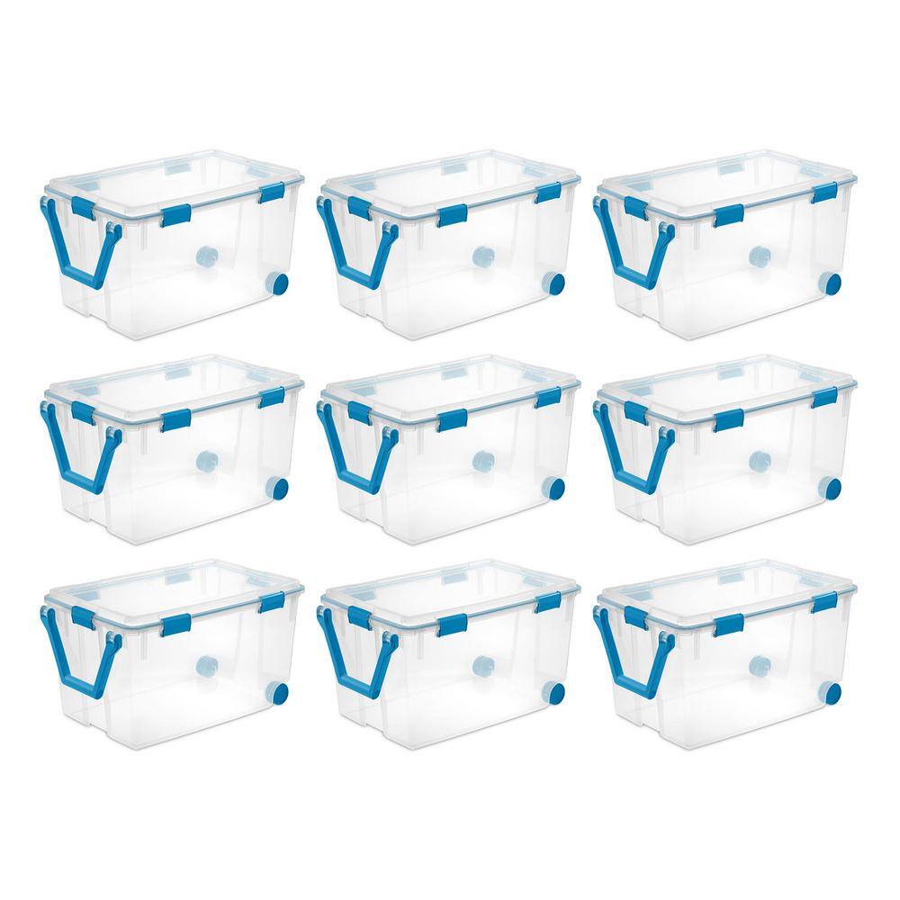 Sterilite 120 qt. Plastic Home Storage Box with Latching Lid in Clear 9-Pack 9 x 19434303