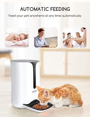 Faroro 7L Automatic Cat Feeder Dog and Cat Food Dispenser with Programmable Timer， Portion Control and Distribution Alarms for 4 Meals Per Day