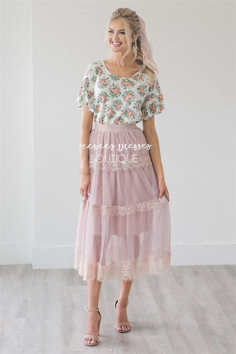 Tulle Lace Tiered Skirt