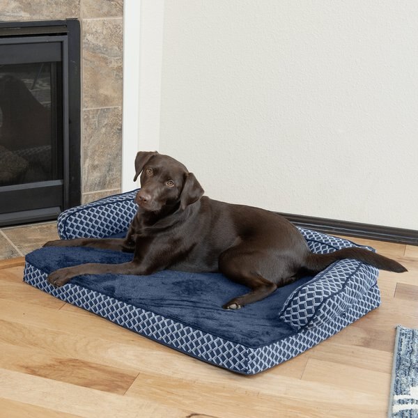 FurHaven Comfy Couch Orthopedic Bolster Dog Bed w/Removable Cover