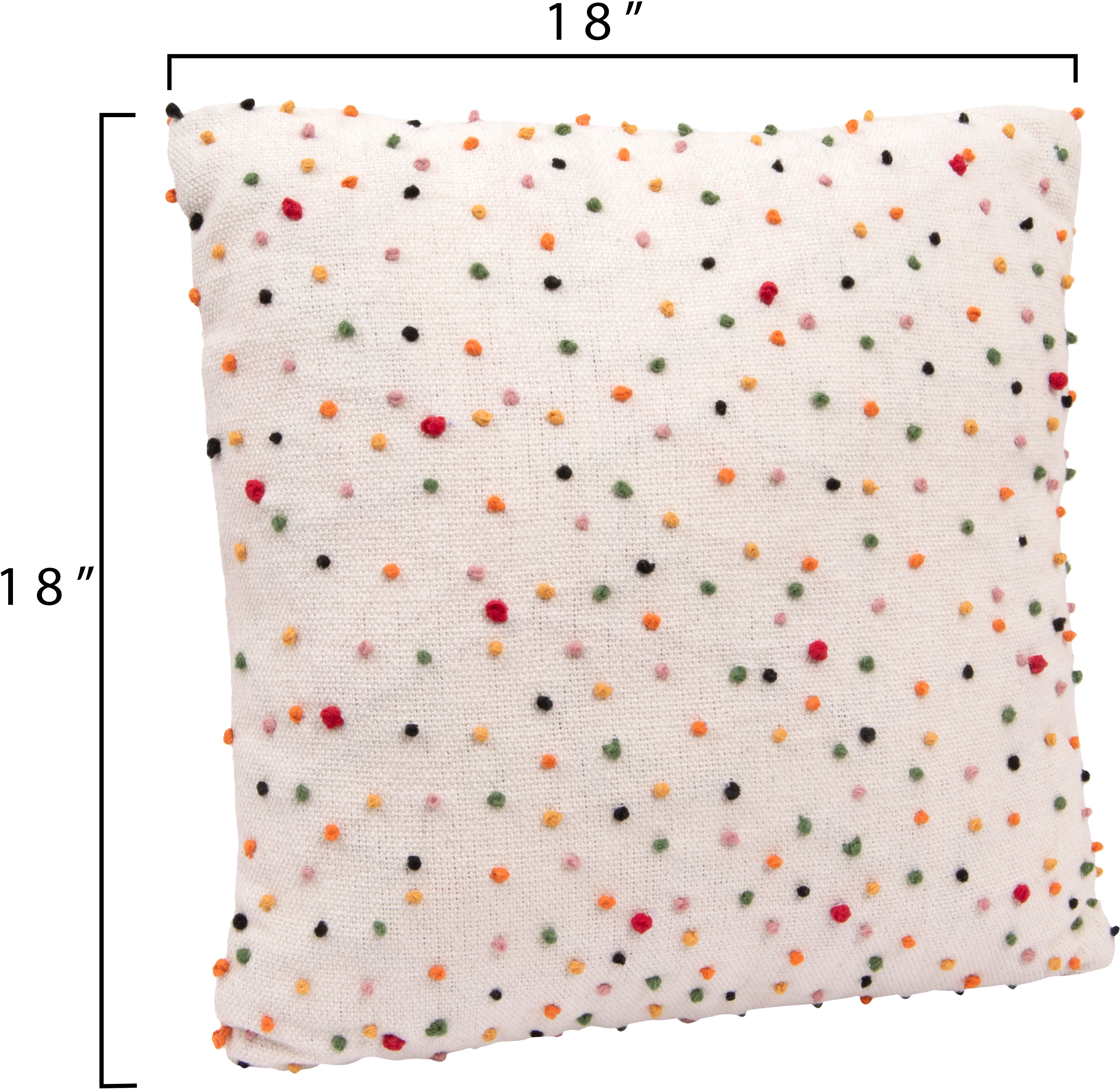 Cotton Throw Pillow with Multi Color French Knots