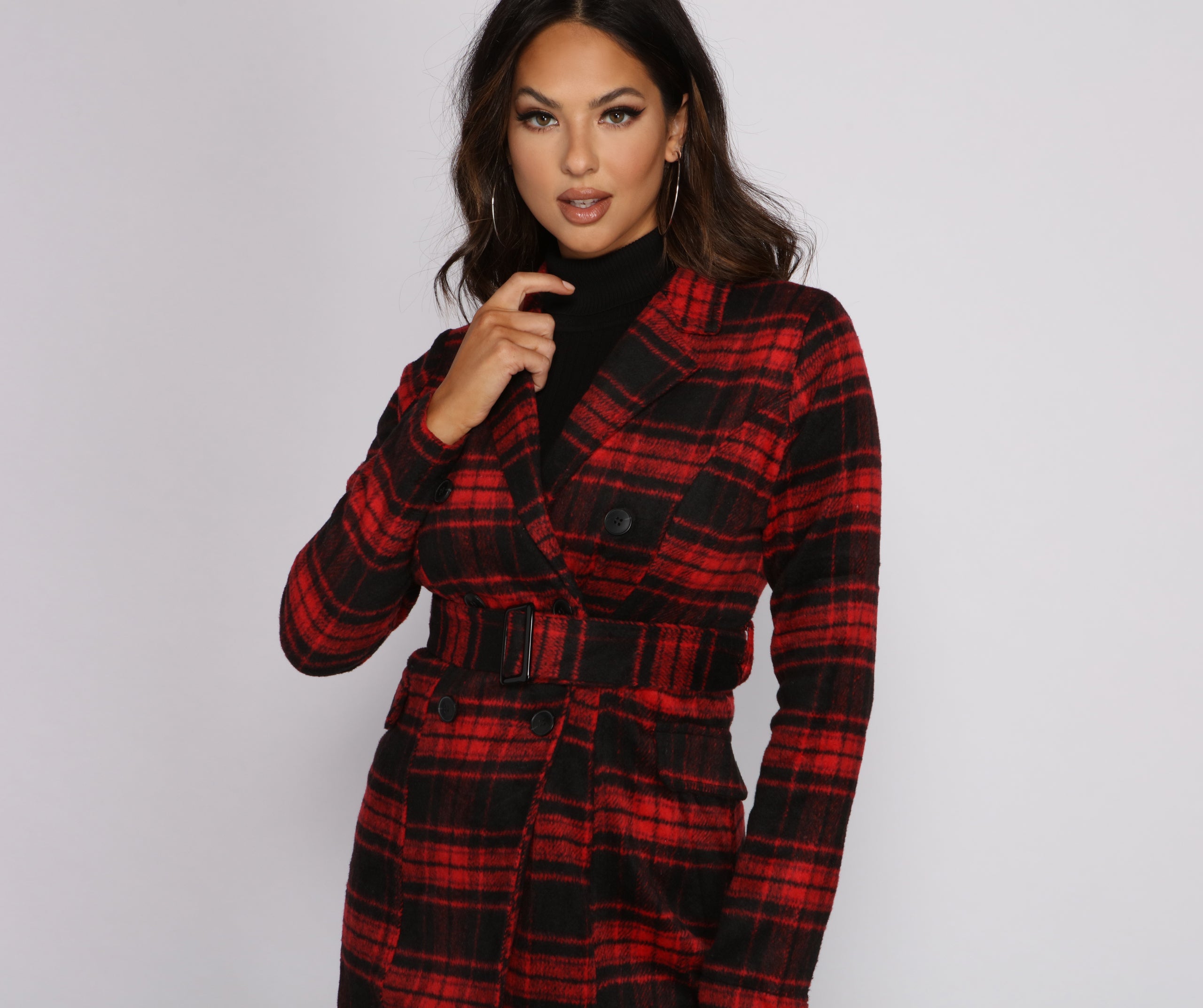 Preppy In Plaid Belted Coat