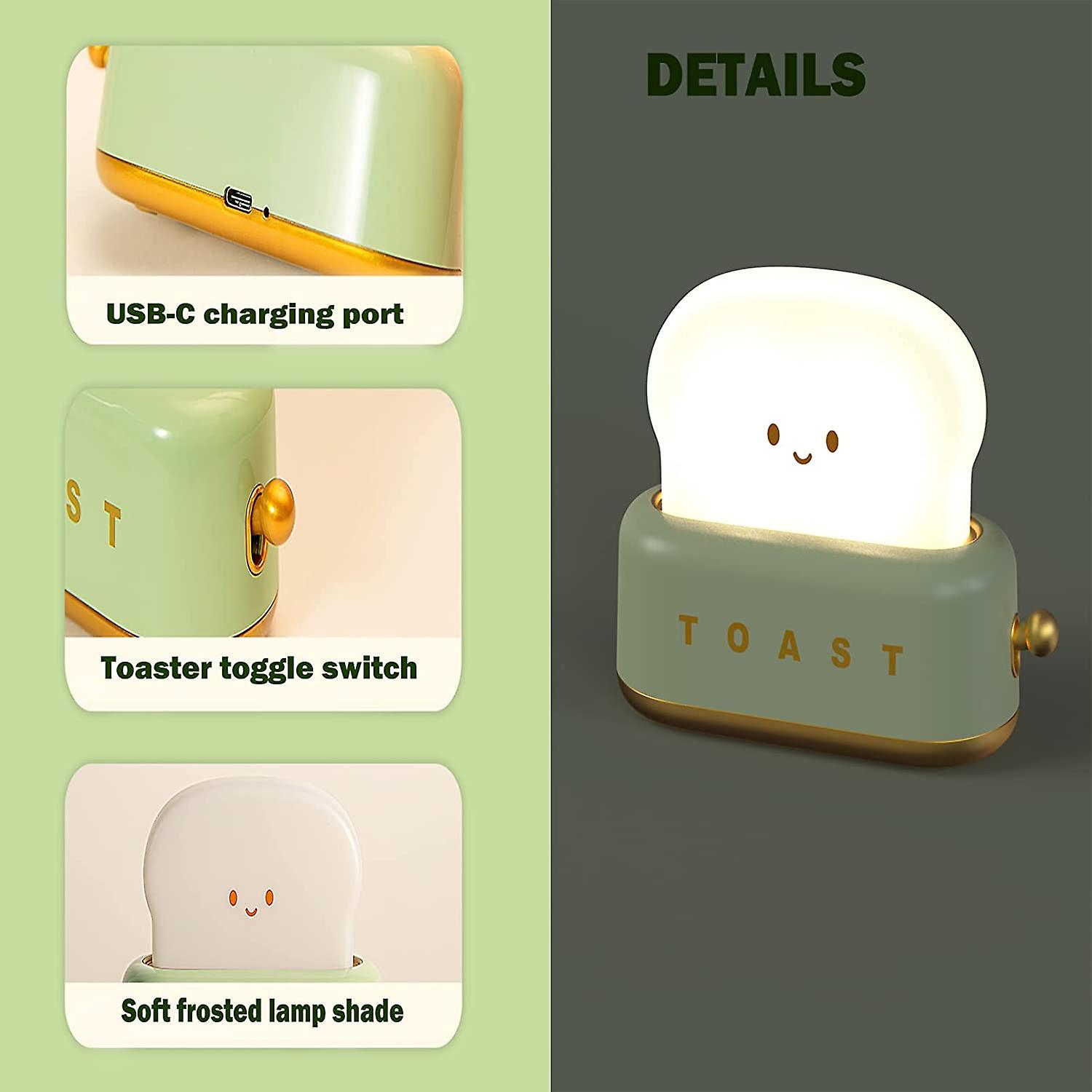 Cute Toast Night Lamp，dimmable Led Night Light Rechargeable Desk Lamp With Timer， Portable Bedroom Bedside Lamps，christmas Decor Lights For Baby Girls