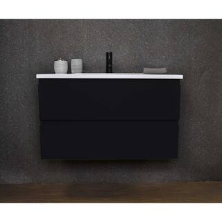 VOLPA USA AMERICAN CRAFTED VANITIES Salt 36 in. W x 20 in. D Bath Vanity in Black with Acrylic Vanity Top in White with White Basin MTD-4136BK-A