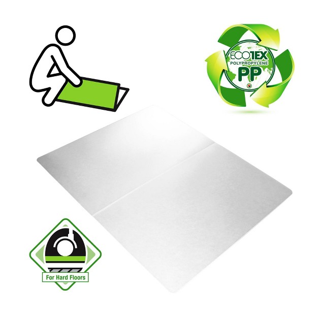 Polypropylene Anti Slip Foldable Chair Mat For Hard Floors Rectangular White Floortex