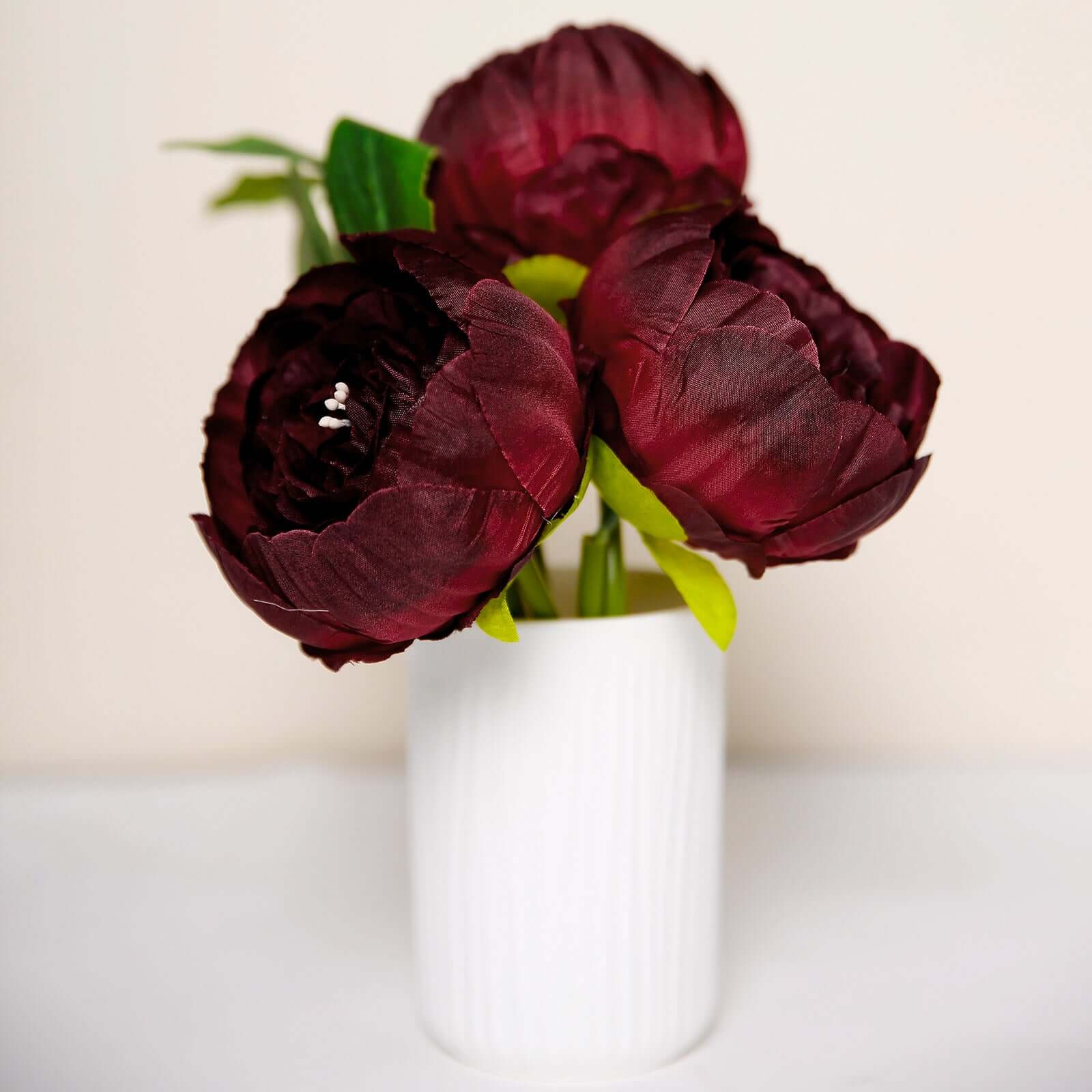 10 Pack Burgundy Artificial Silk DIY Craft Peony Flower Heads 3