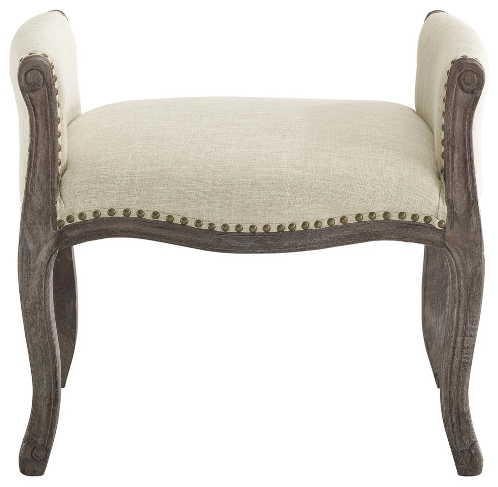 Avail Vintage French Upholstered Fabric Bench  Beige   French Country   Upholstered Benches   by Homesquare  Houzz