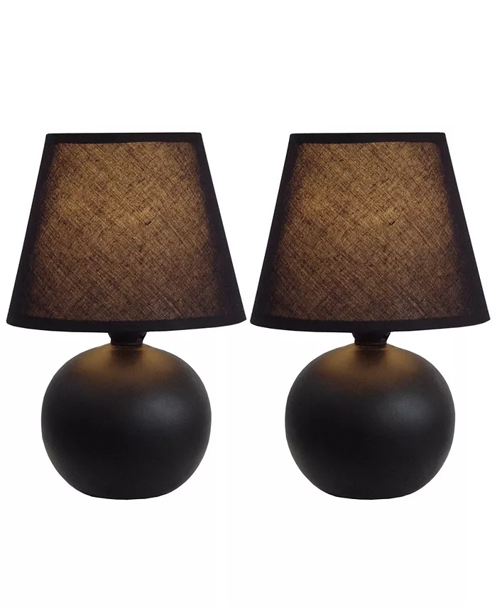 All The Rages Simple Designs Mini Ceramic Globe Table Lamp 2 Pack Set