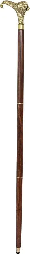 36'' Nautical Solid Brass   Wooden Lion Head Handle Walking Stick Affordable Gift Item For  Senior Strong   Durable Wooden Cane