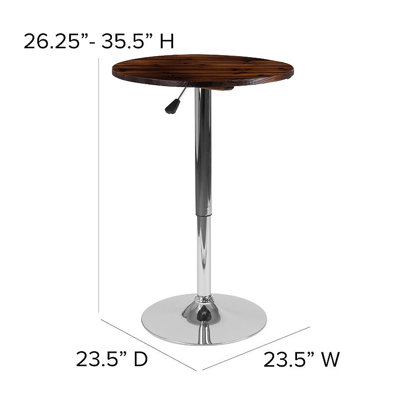 Emma and Oliver 23.5 Round 26.25 - 35.5 Adjustable Height Wood Table