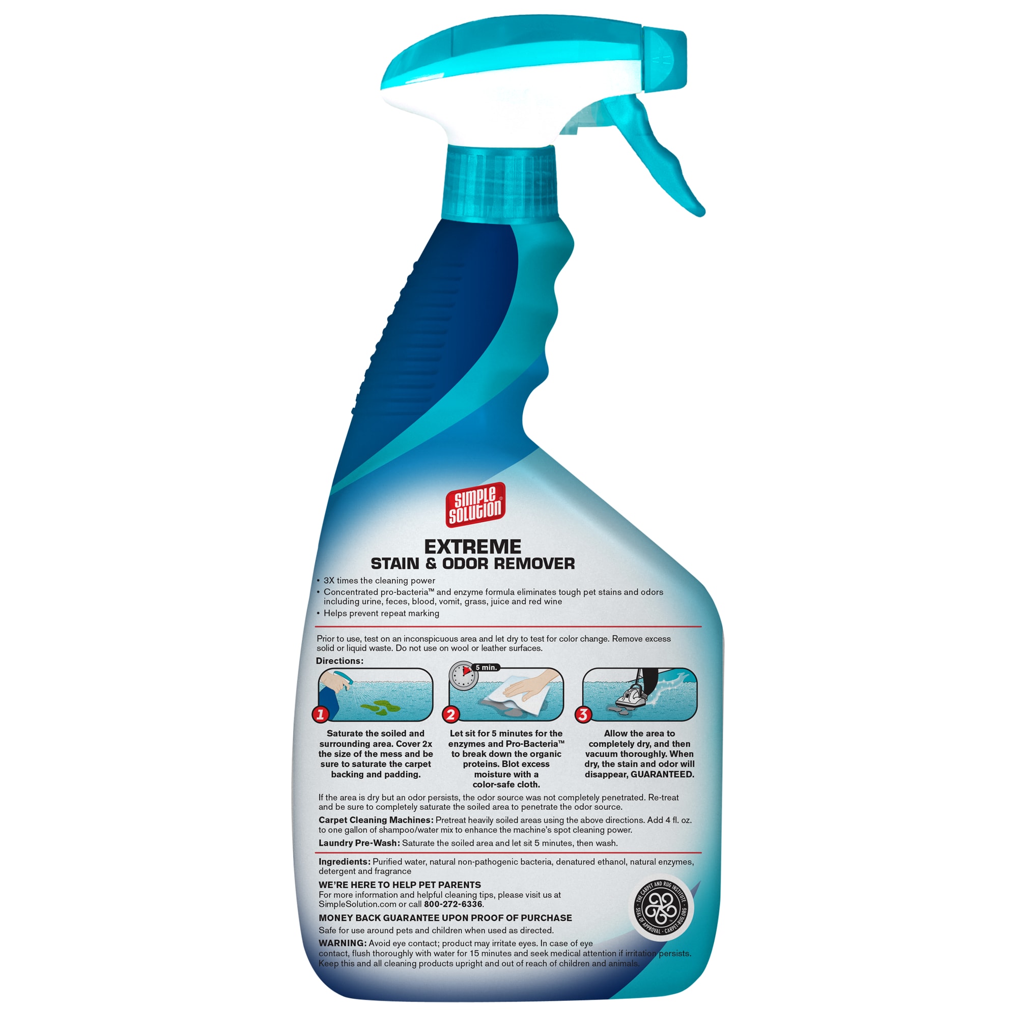 Simple Solution Extreme Stain  Odor Remover for Dogs， 32 fl. oz.