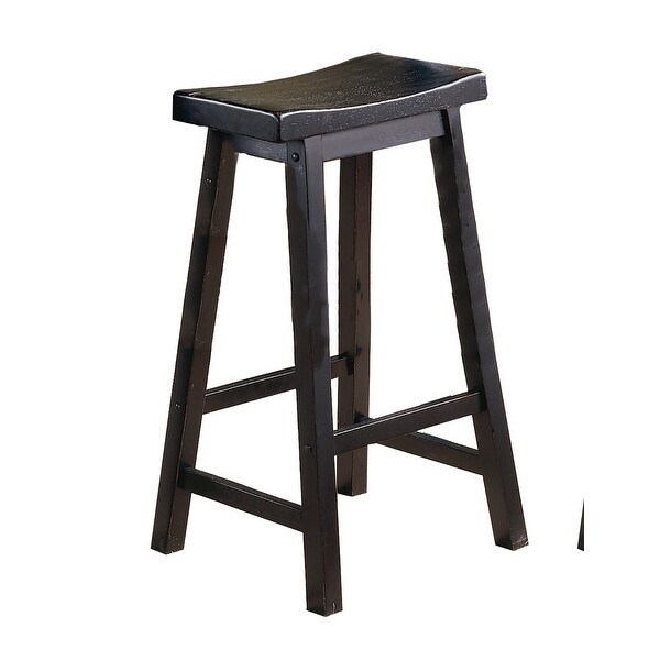 Casual Dining 29-inch Bar Height Stools 2pc Set Saddle Seat Solid Wood