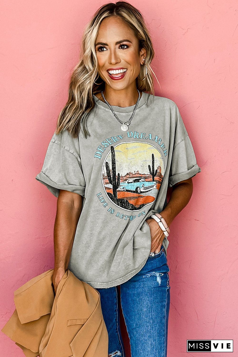 Gray Desert Dreamer Mineral Wash Graphic Tee