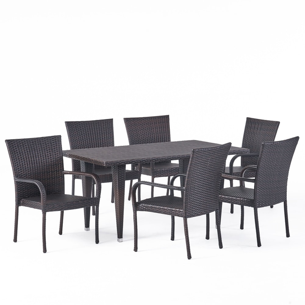 Delani 7 piece Outdoor Wicker Dining Set by Christopher Knight Home