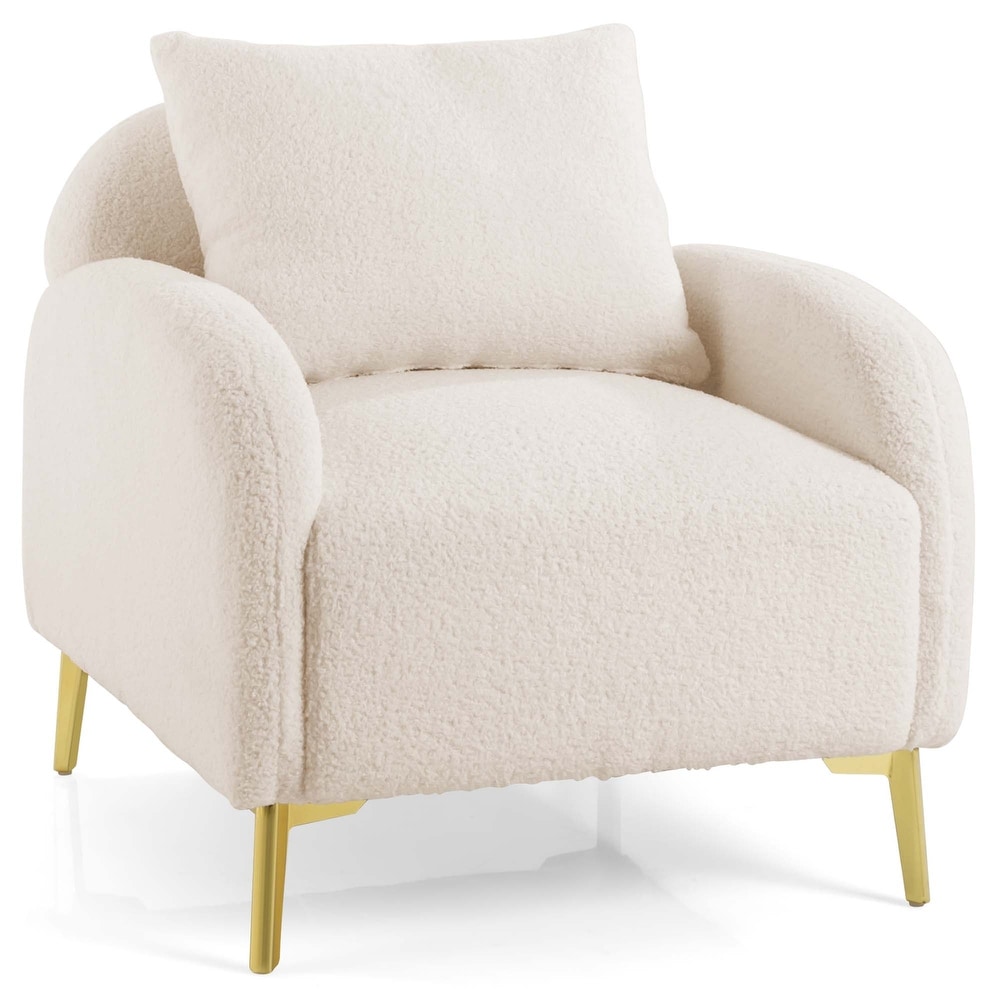 Modern Upholstered Accent Chair Club Single Sofa Armchair with Pillow