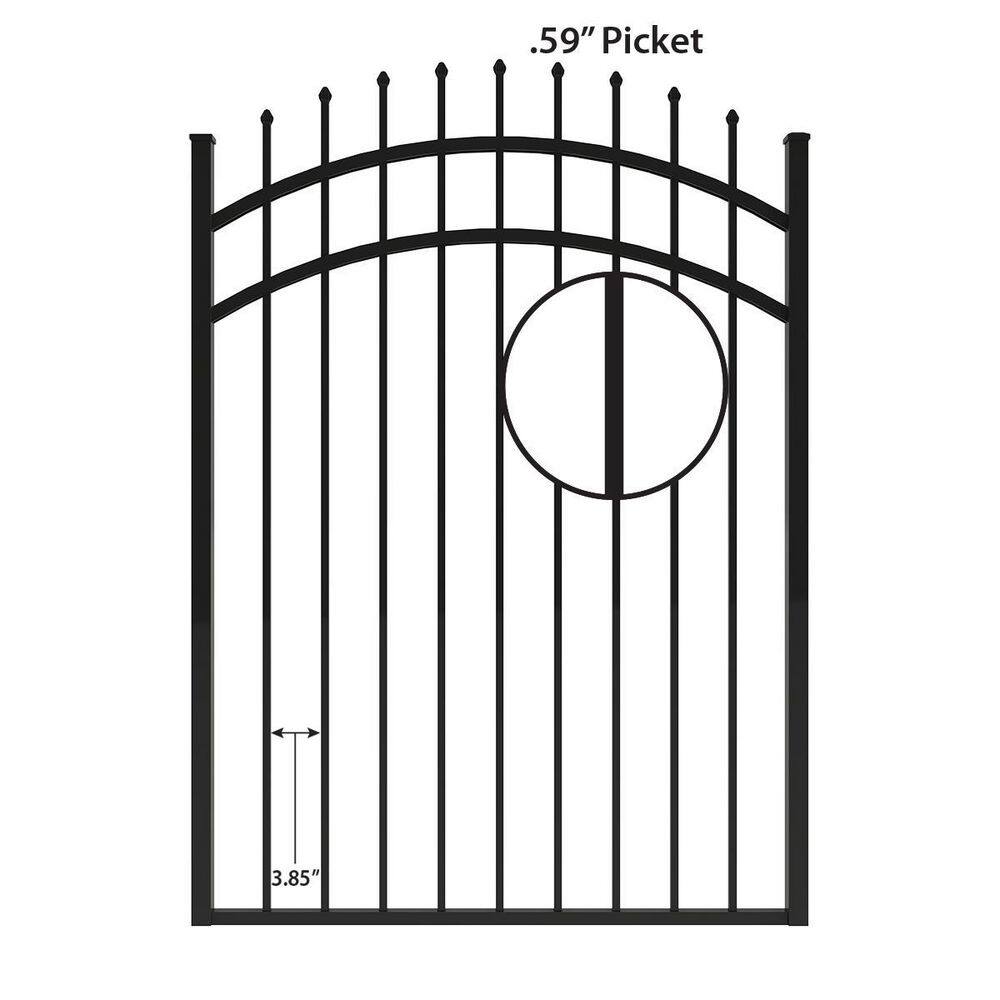 FORGERIGHT Osprey 4 ft. W x 5 ft. H Black Aluminum Arched Fence Gate 882376