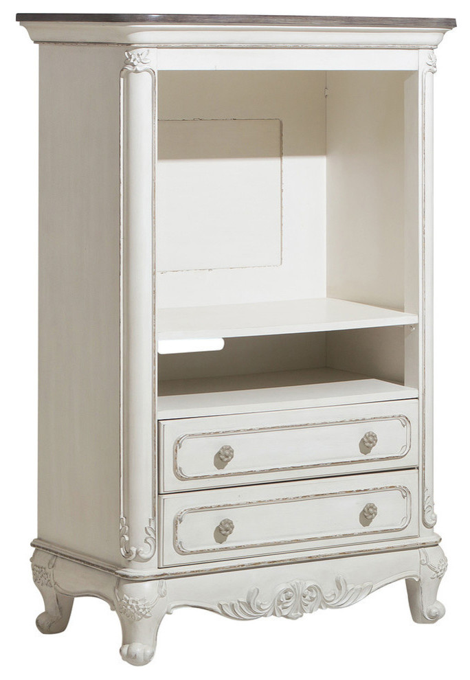 Averny Armoire  2 Tone Finish  Antique White  Gray   Traditional   Entertainment Centers And Tv Stands   by Lexicon Home  Houzz