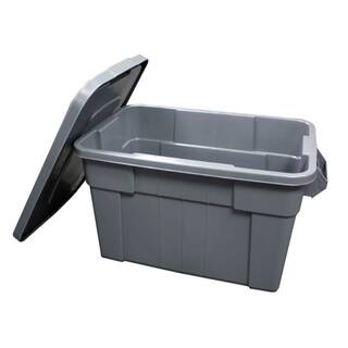 20 Gal. Plastic Durable Storage Bin with Lid in Gray (1-Pack) bin-454