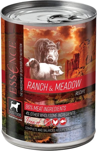 Essence Ranch and Meadow Recipe Wet Dog Food， 13-oz， case of 12