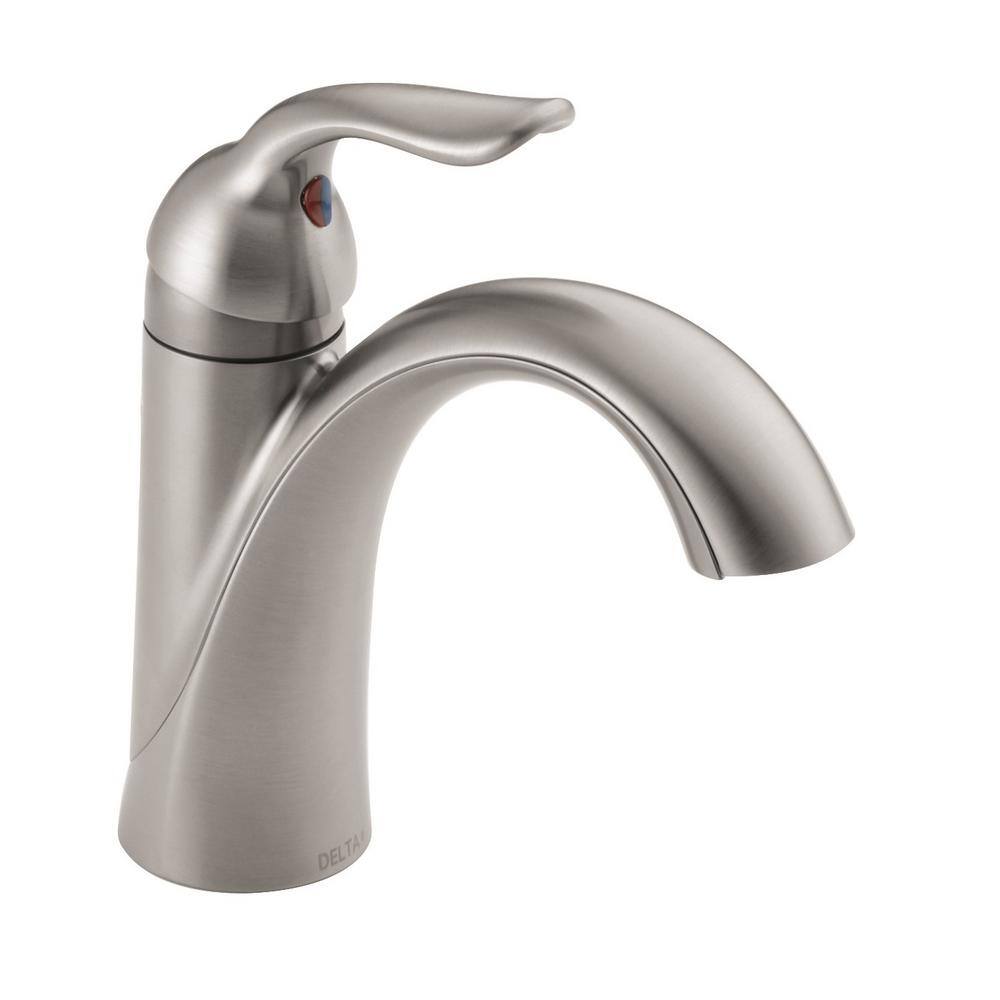 Delta Lahara Single Hole Single-Handle Bathroom Faucet with Metal Drain Assembly in Stainless 538-SSMPU-DST