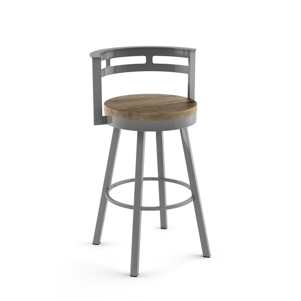 Amisco Vector Swivel Bar Stool with Distressed Wood Seat