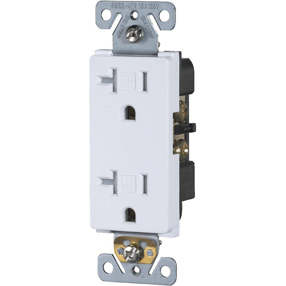 Faith Decorator Receptacle 20 Amp 125-Volt Tamper-Resistant NEMA5-20R Commercial Grade Duplex Outlet White (10-Pack) SSRE4TR-WH-10