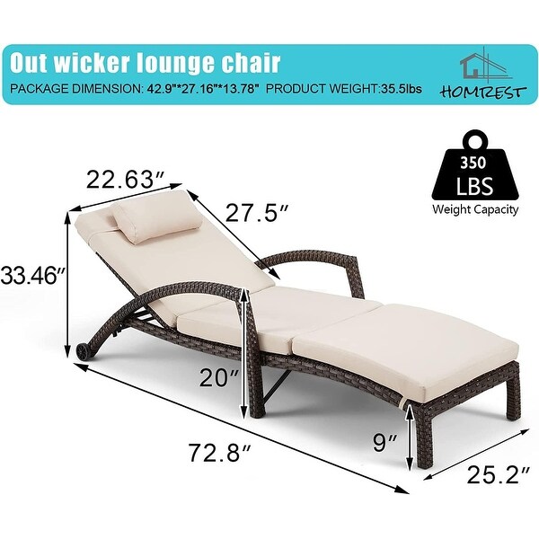 EROMMY Outdoor Patio Lounge Chair，Adjustable Recliner Outdoor Lounge Chairs，Multiple Colors Available