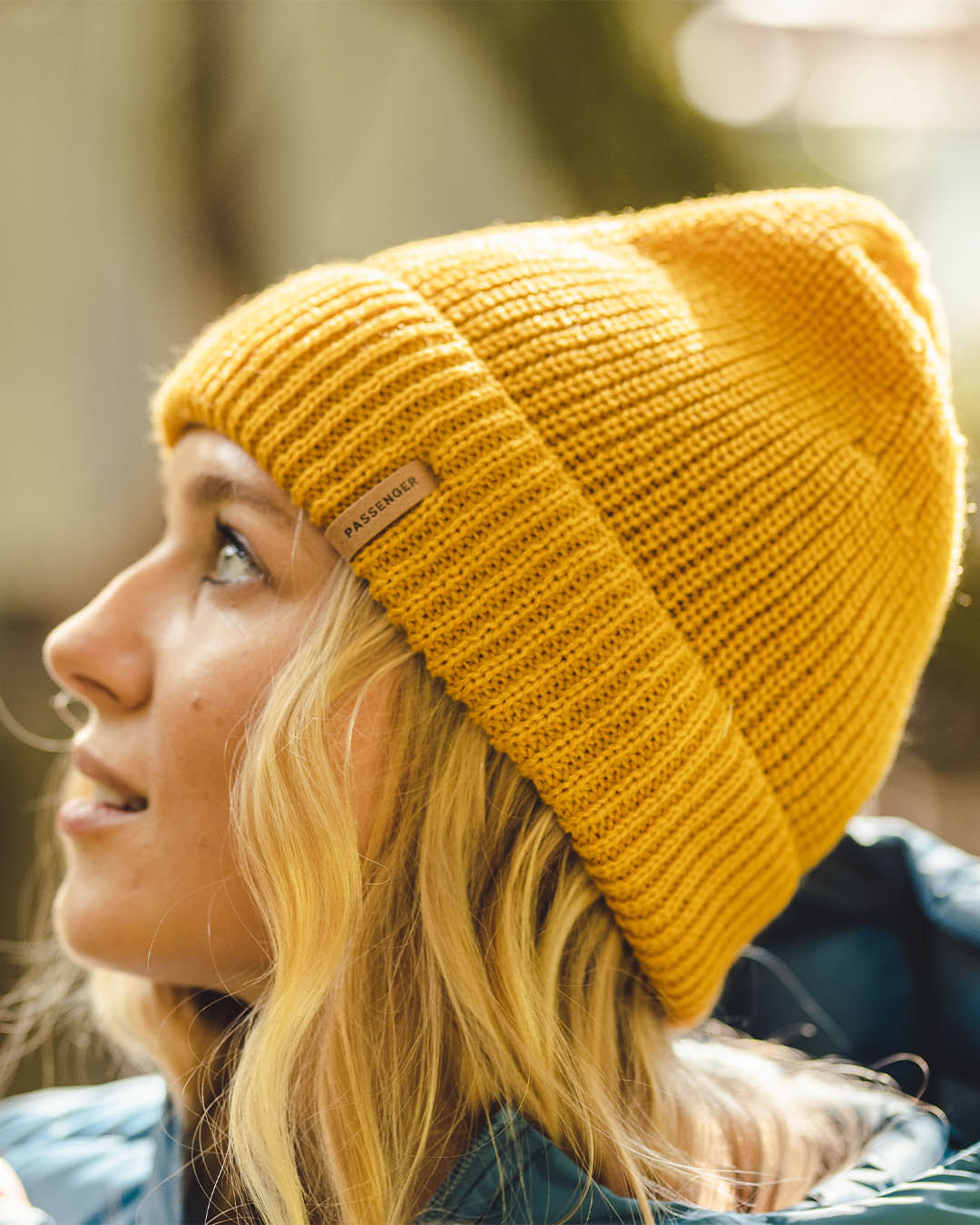 Compass Recycled Acrylic Beanie - Mustard Yellow