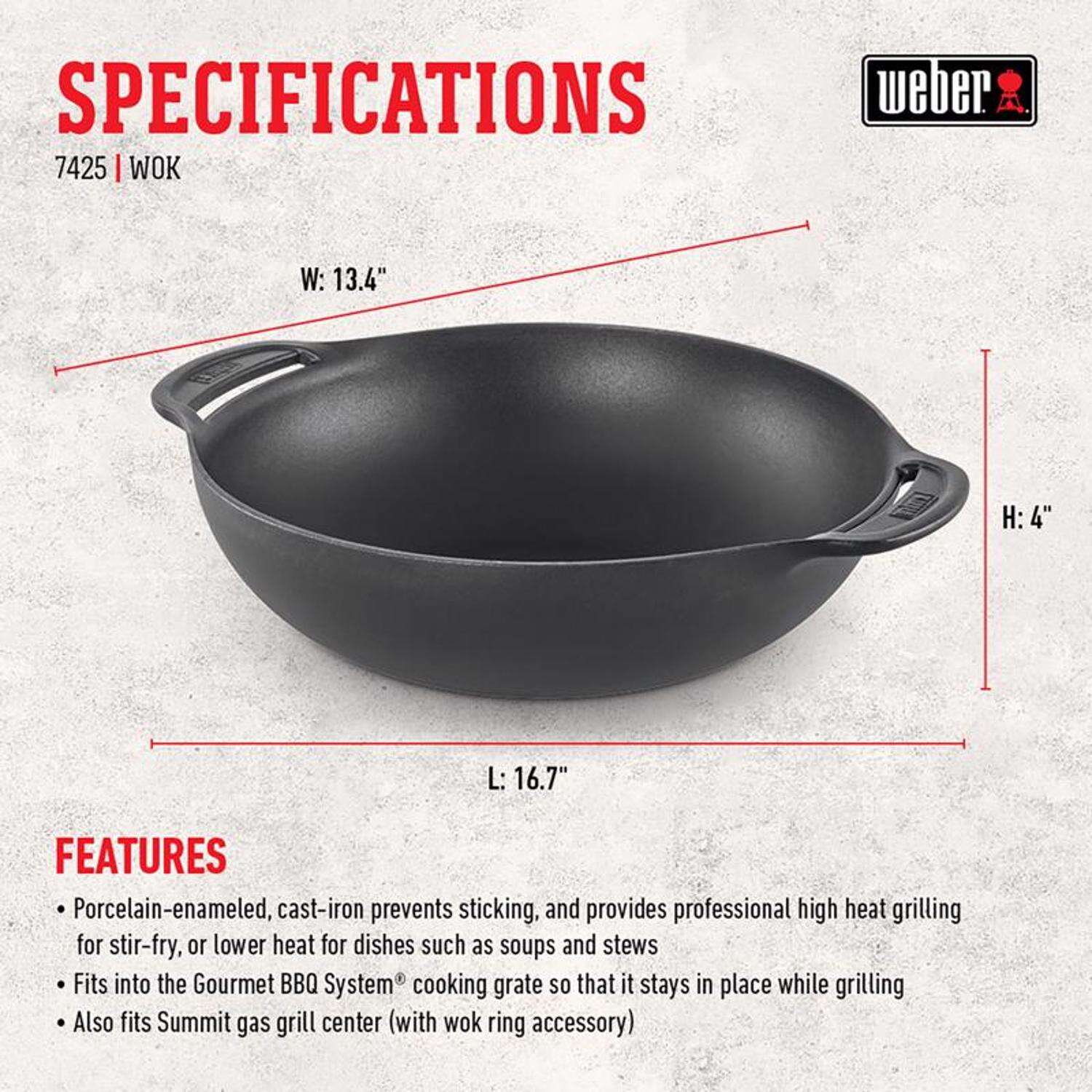 Weber Gourmet BBQ System Cast Iron/Porcelain Grill Wok 16.7 in. L X 13.4 in. W 1 pk