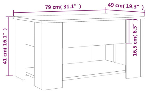 vidaXL Coffee Table Lift Top Accent Sofa End Table Concrete Gray Engineered Wood   Transitional   Coffee Tables   by vidaXL LLC  Houzz