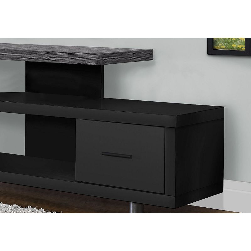 60 Black and Gray Contemporary Style Rectangular TV Stand