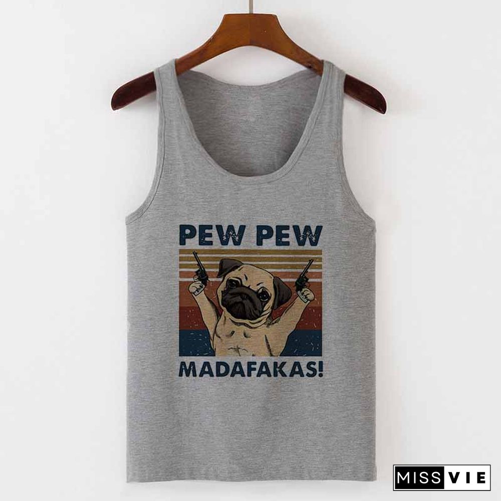 Camisole Sexy Vest Tank Tops Murderous Black Cat With Gun Funny Pew Pew Madafakas Print Women Sleeveless Halloween T Shirt