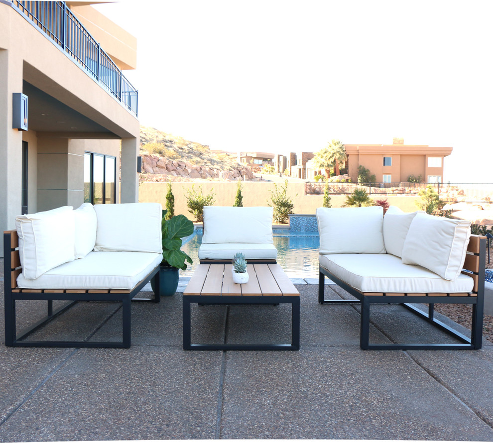 4 Piece  Weather Patio Conversation Set   Transitional   Outdoor Lounge Sets   by Shop Chimney  Houzz