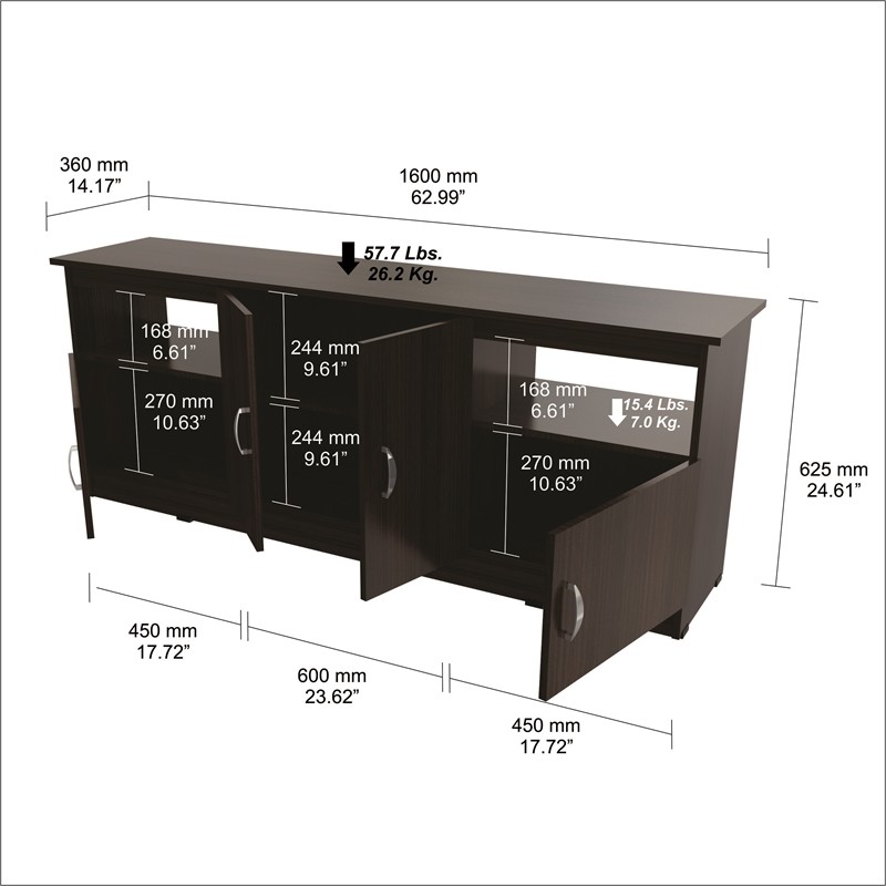 Inval America Contemporary Espresso 60 quotFlat Screen TV Stand   Transitional   Entertainment Centers And Tv Stands   by Beyond Stores  Houzz