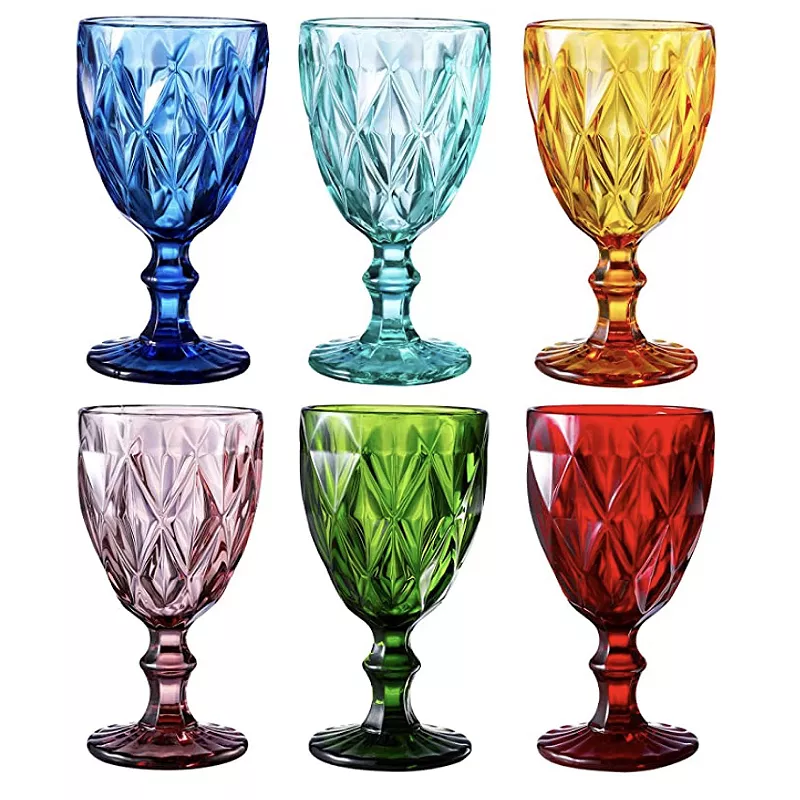 Glass Drinkware Set， Vintage Drinking Cups， For Wedding or Parties