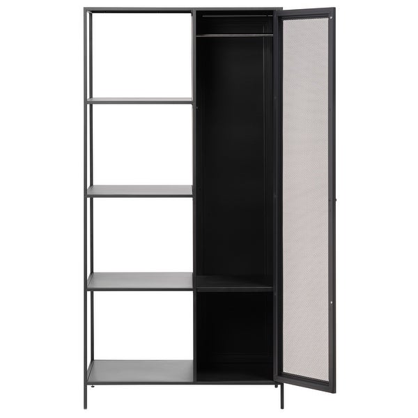 Rye Studio Malina Modern Metal Wardrobe with Shelves - - 35615532