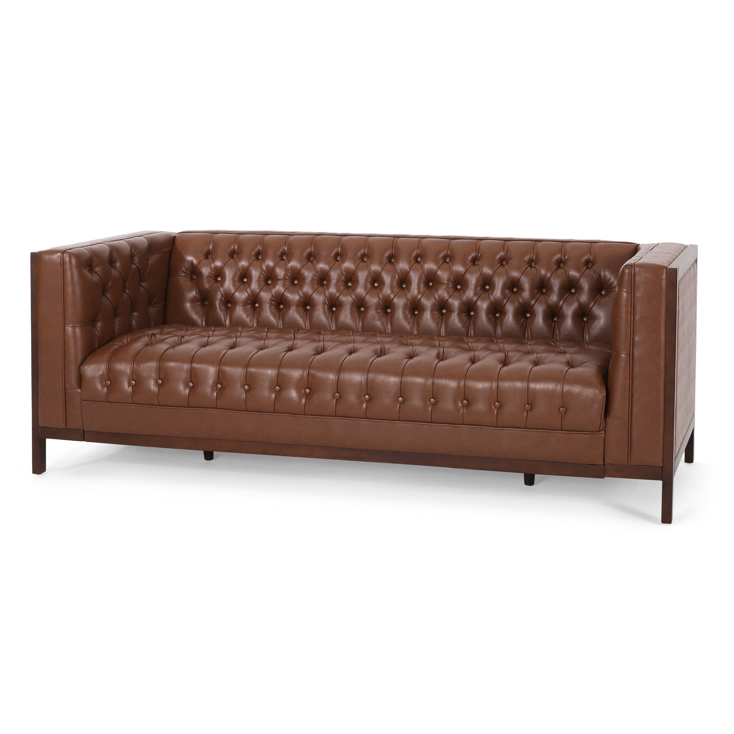 Elias Contemporary Faux Leather Tufted 3 Seater Sofa