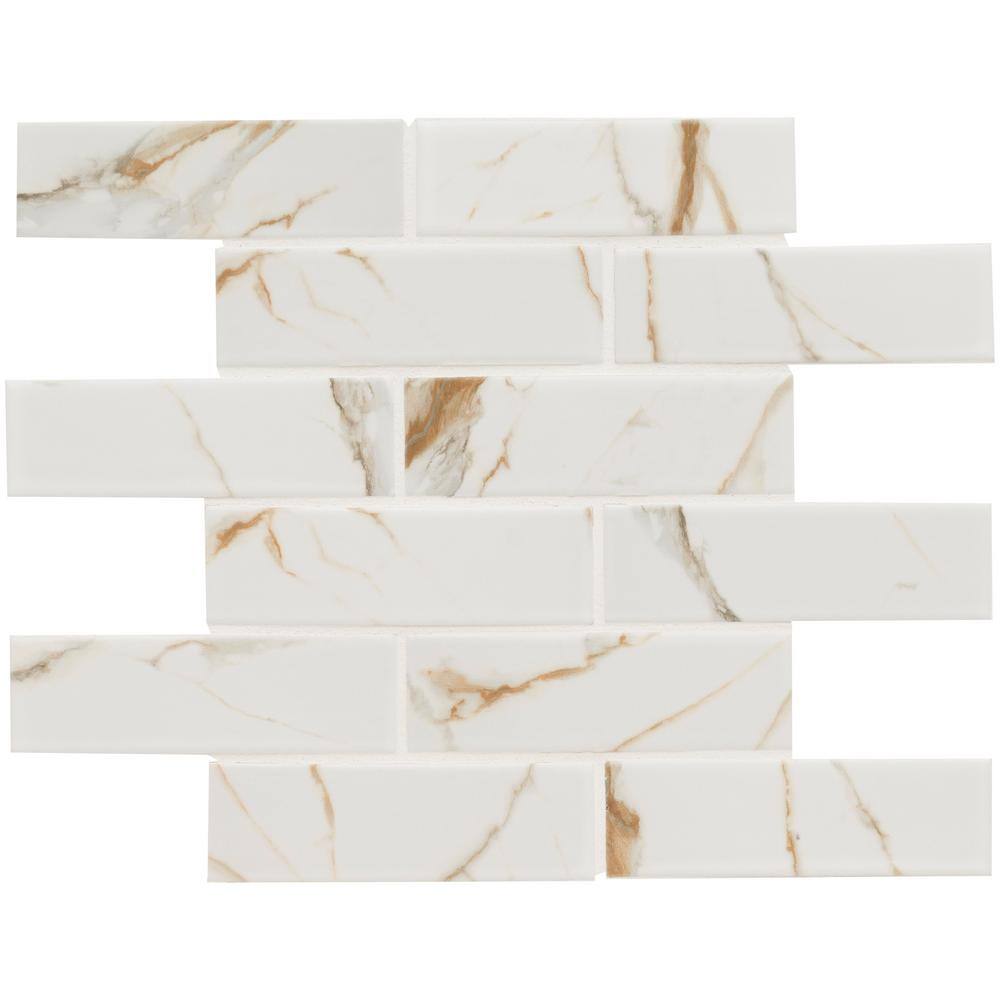 MSI Calacatta Gold Subway 11.46 in. x 11.69 in. Matte Porcelain Floor and Wall Tile (0.93 sq. ft.Each) PT-CALGLD-2X6M