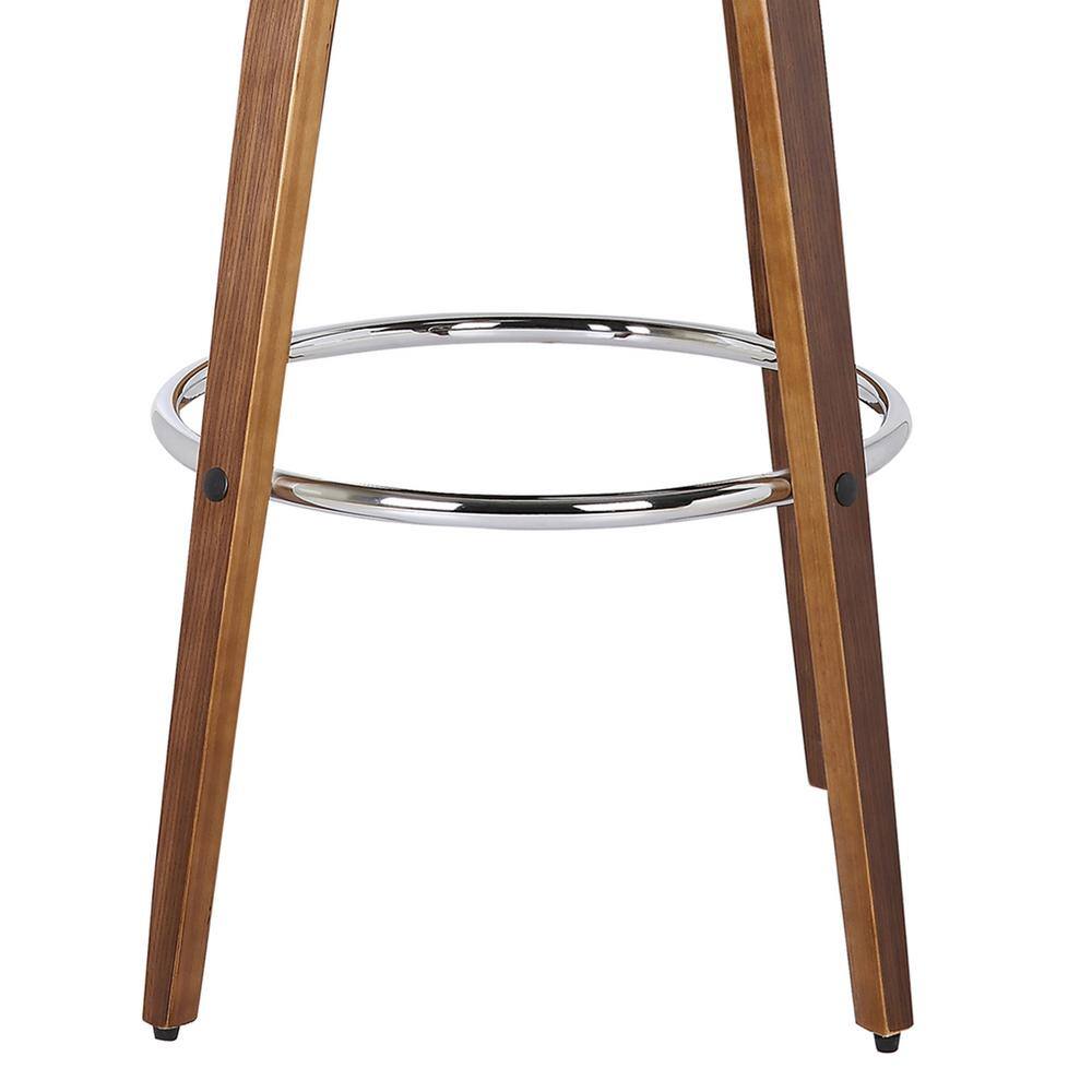 Armen Living Sonia 26 in. Bar Stool in Walnut Wood with Brown Pu Upholstery LCSOBABRWA26